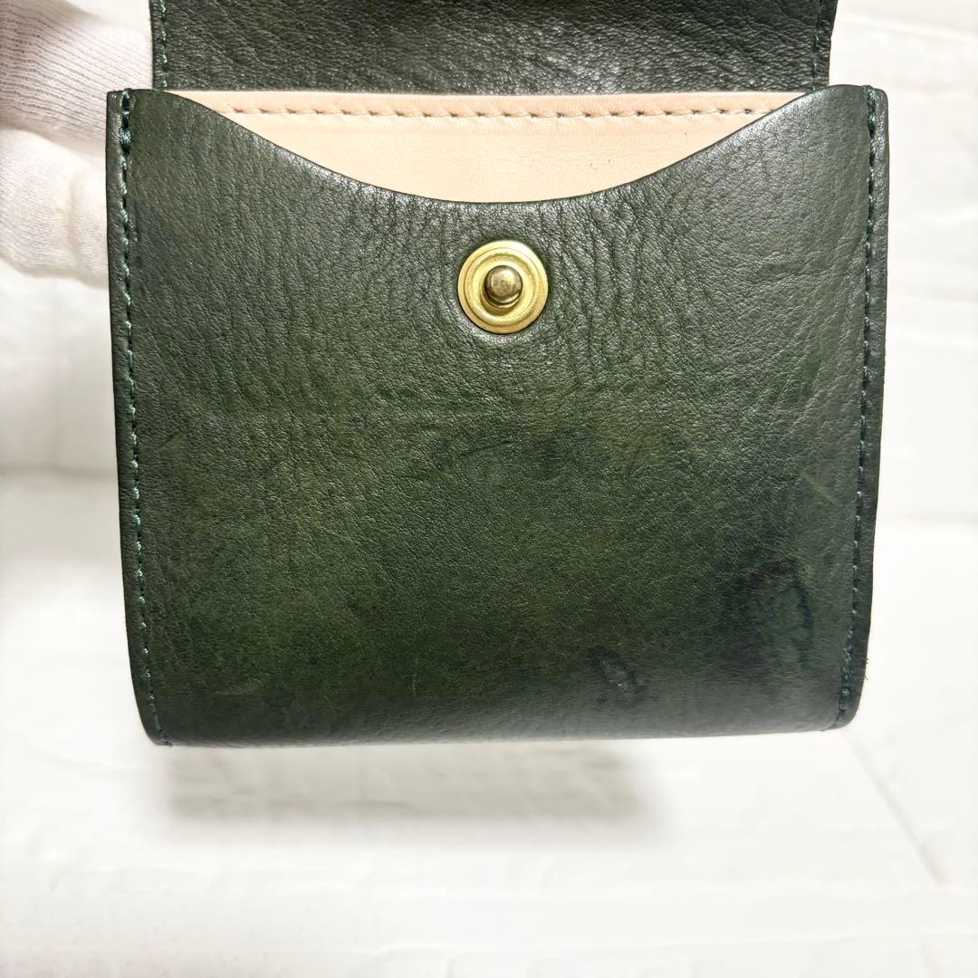 【美品】ビアベリー 財布　ハッチバック　グリーン　コンパクト　二つ折り