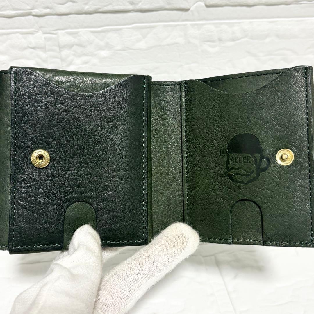 【美品】ビアベリー 財布　ハッチバック　グリーン　コンパクト　二つ折り