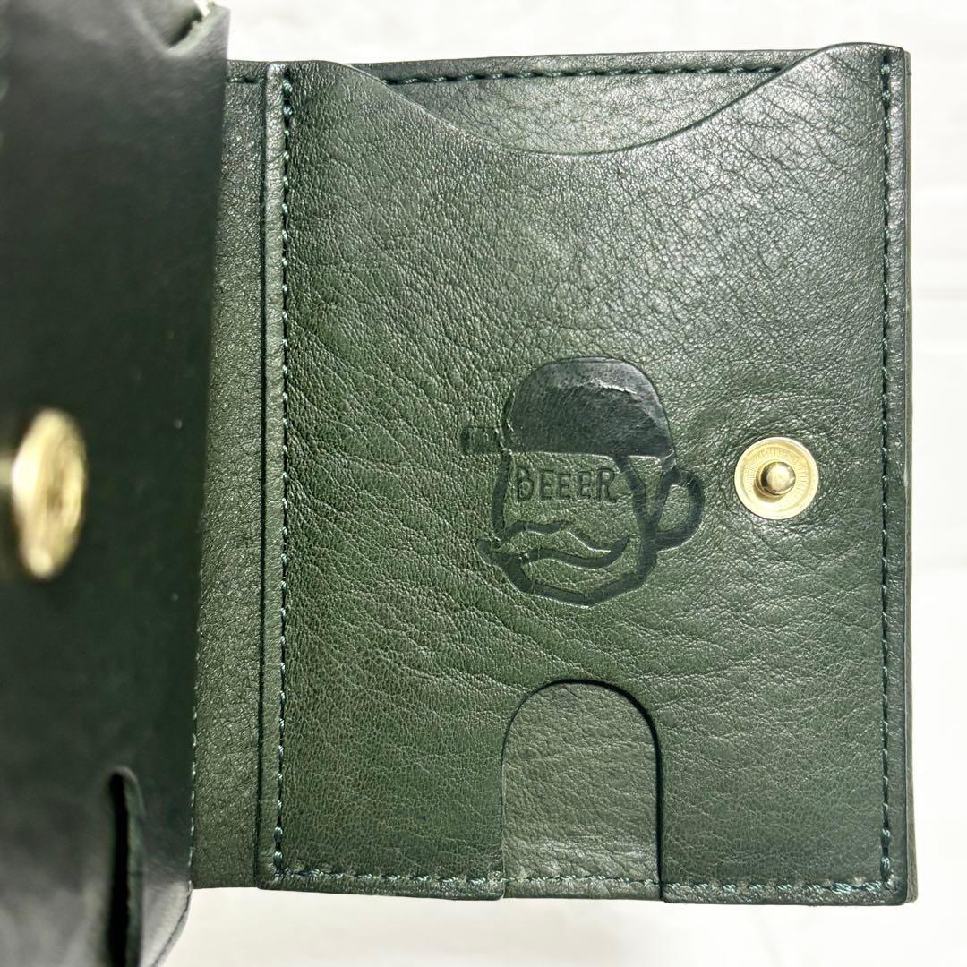 【美品】ビアベリー 財布　ハッチバック　グリーン　コンパクト　二つ折り
