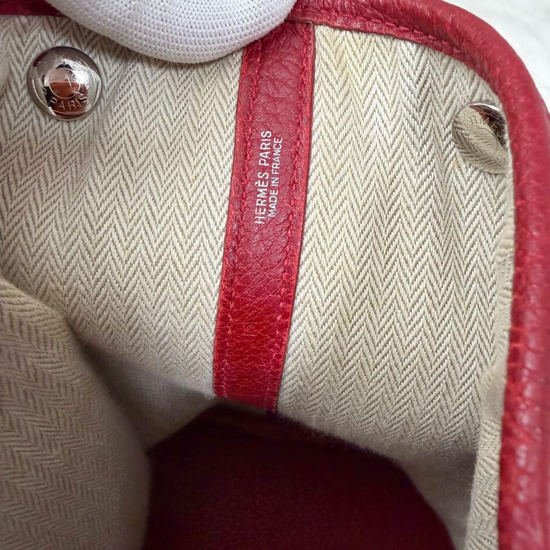 【美品】HERMES ガーデンパーティPM ルージュピマン ネゴンダ □Q 刻印