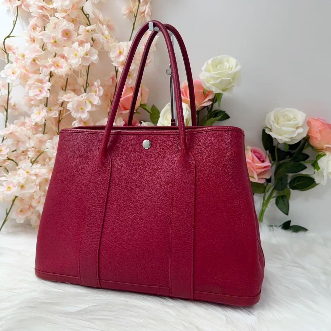 【美品】HERMES ガーデンパーティPM ルージュピマン ネゴンダ □Q 刻印