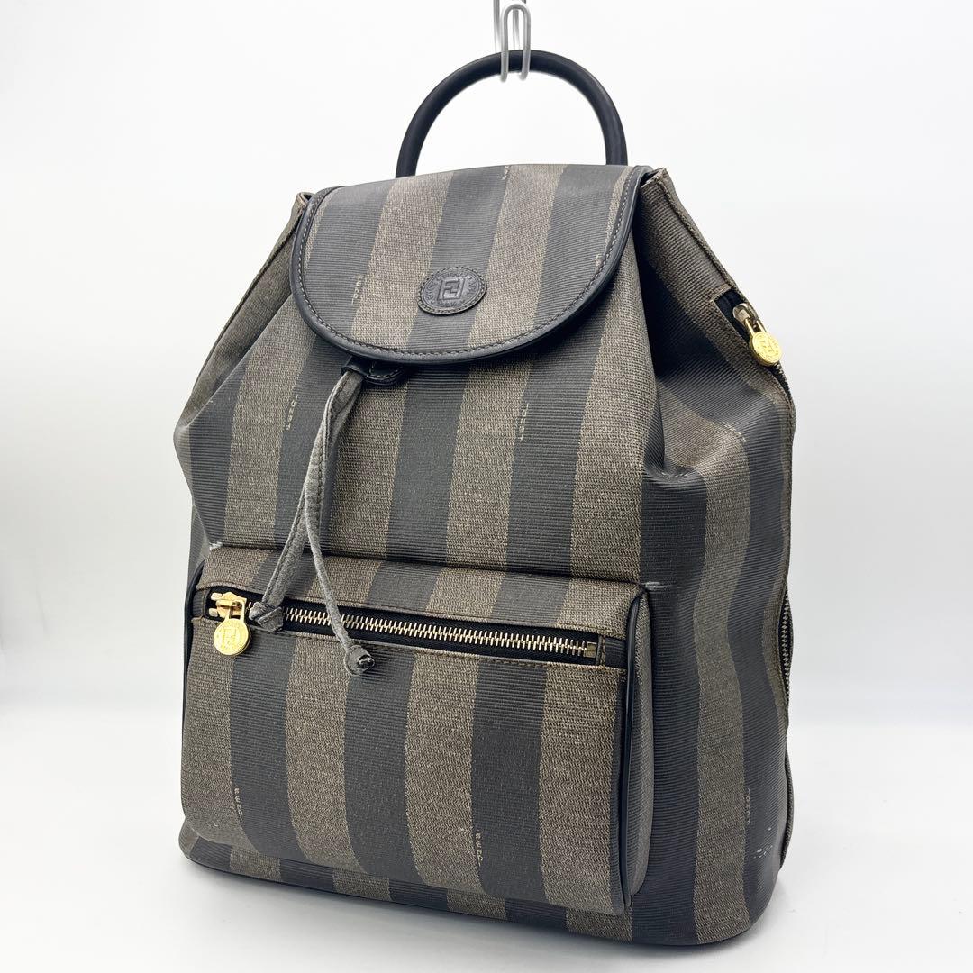 フェンディ リュック ペカン柄 バックパック 巾着 レザー PVC リュック