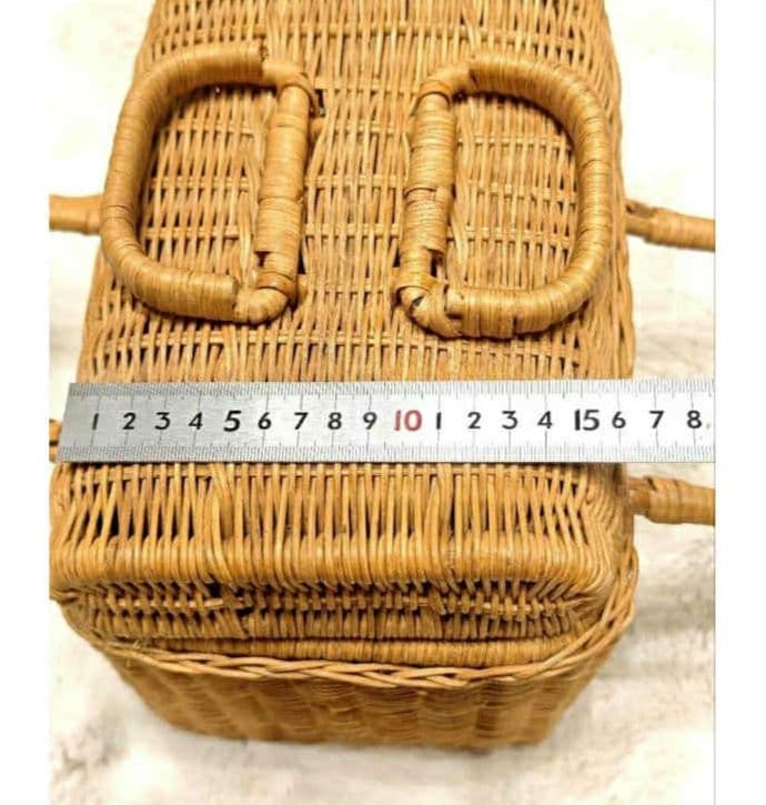 【希少】昭和レトロ 蓋付き竹編みバスケット2点セット