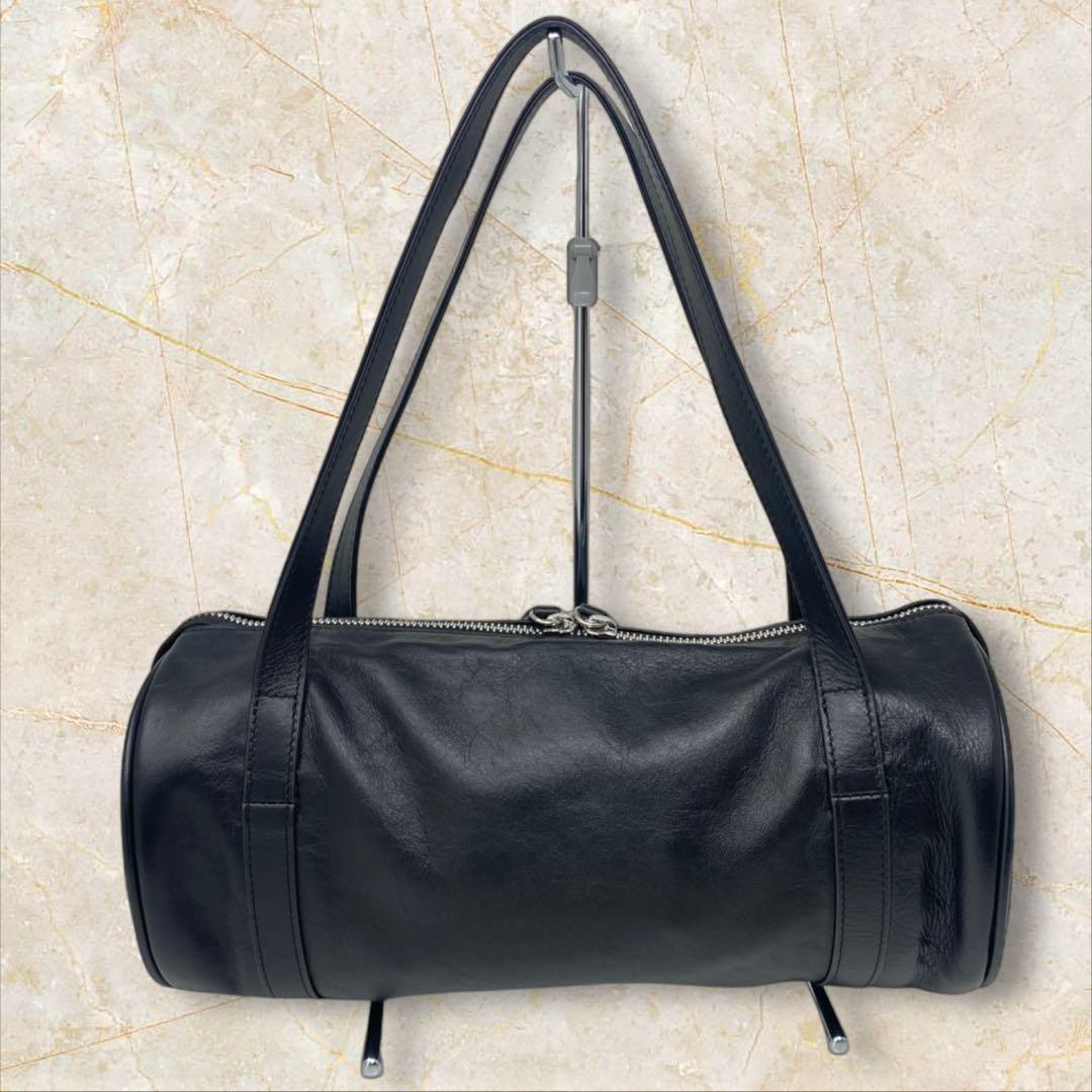 イアパピヨネ カフェチャーム付き横長ボストンバッグ カフェチャーム 黒 ボストン