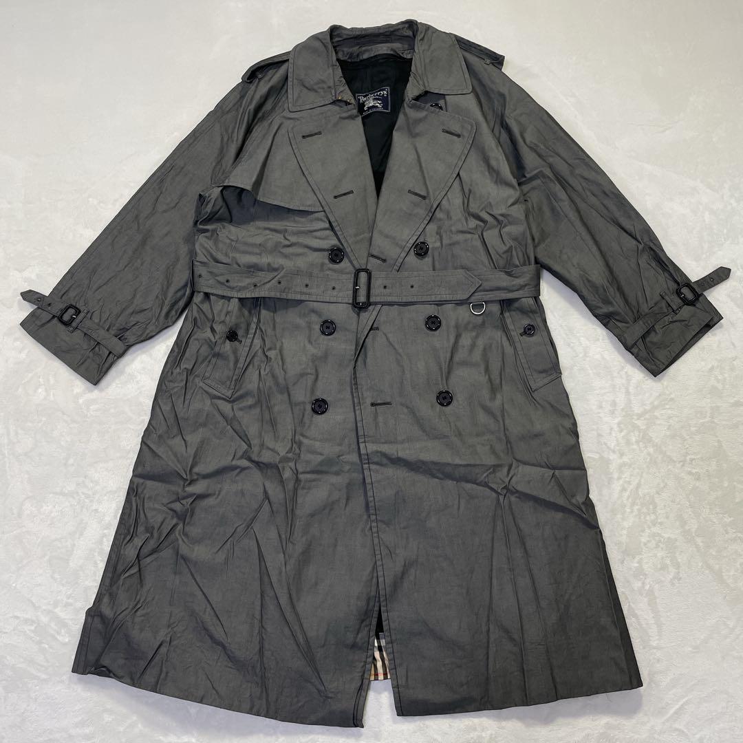 バーバリープローサム英国製トレンチコートヴィンテージグレーライナー付チェック