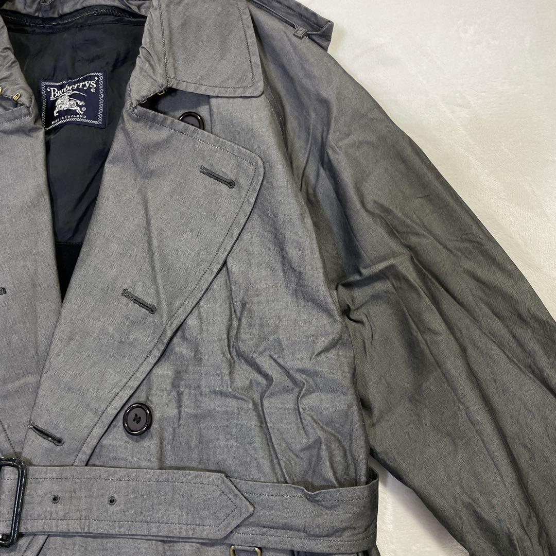 バーバリープローサム英国製トレンチコートヴィンテージグレーライナー付チェック