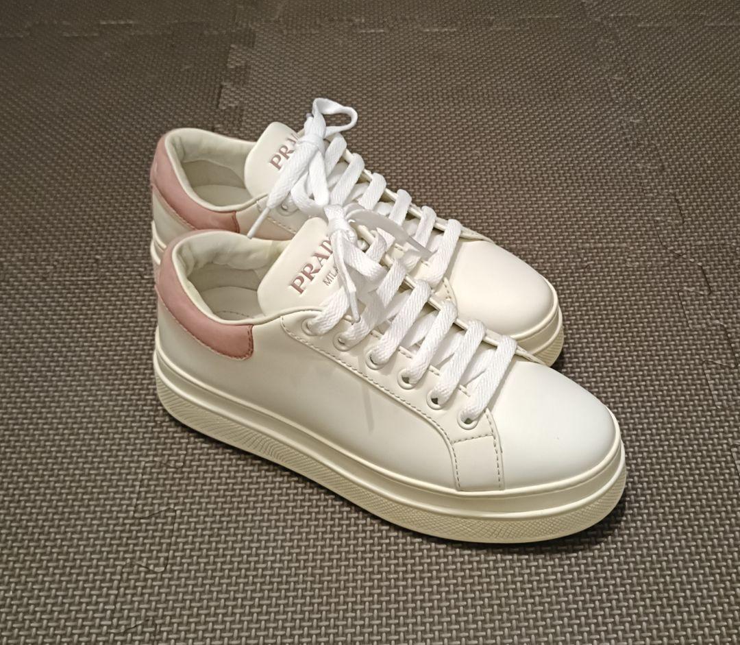 PRADA 22.5cm ホワイト/ピンク スニーカー　35