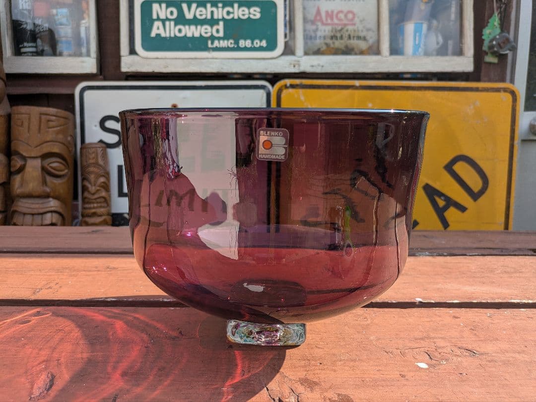 希少なヴィンテージ BLENKO ブレンコガラス　USA製　希少なアメジスト色