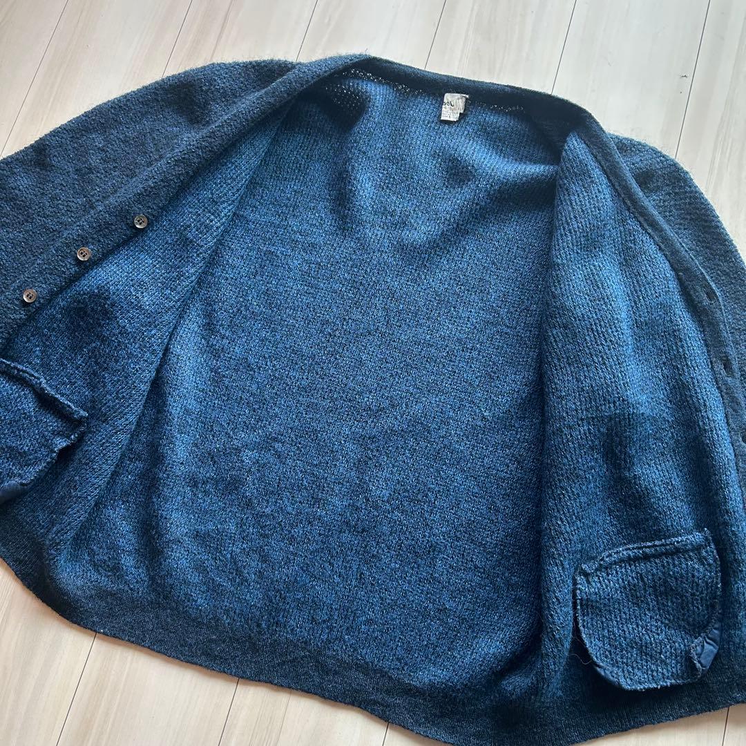 60s Jockey モヘアカーディガン アメリカ製 XL 青黒 ビッグサイズ
