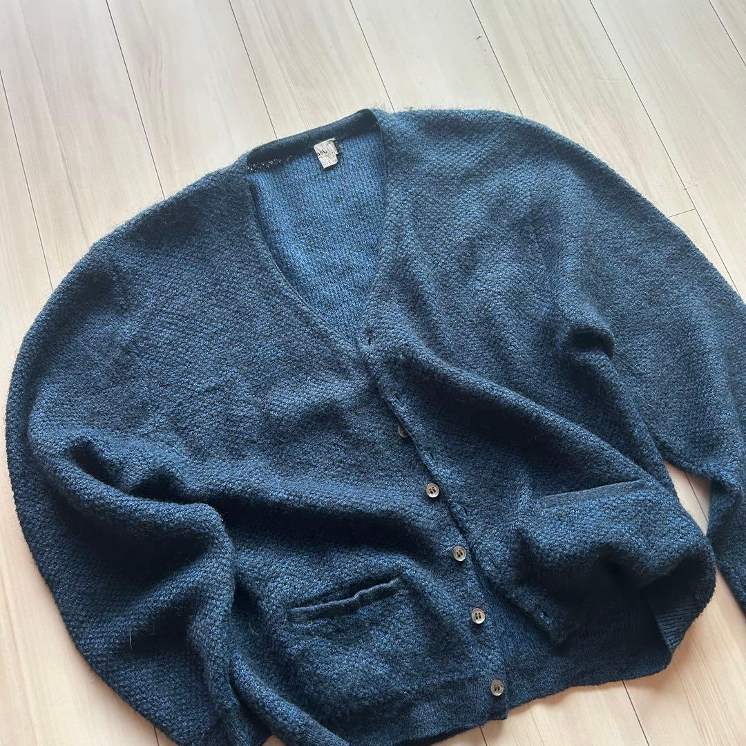 60s Jockey モヘアカーディガン アメリカ製 XL 青黒 ビッグサイズ