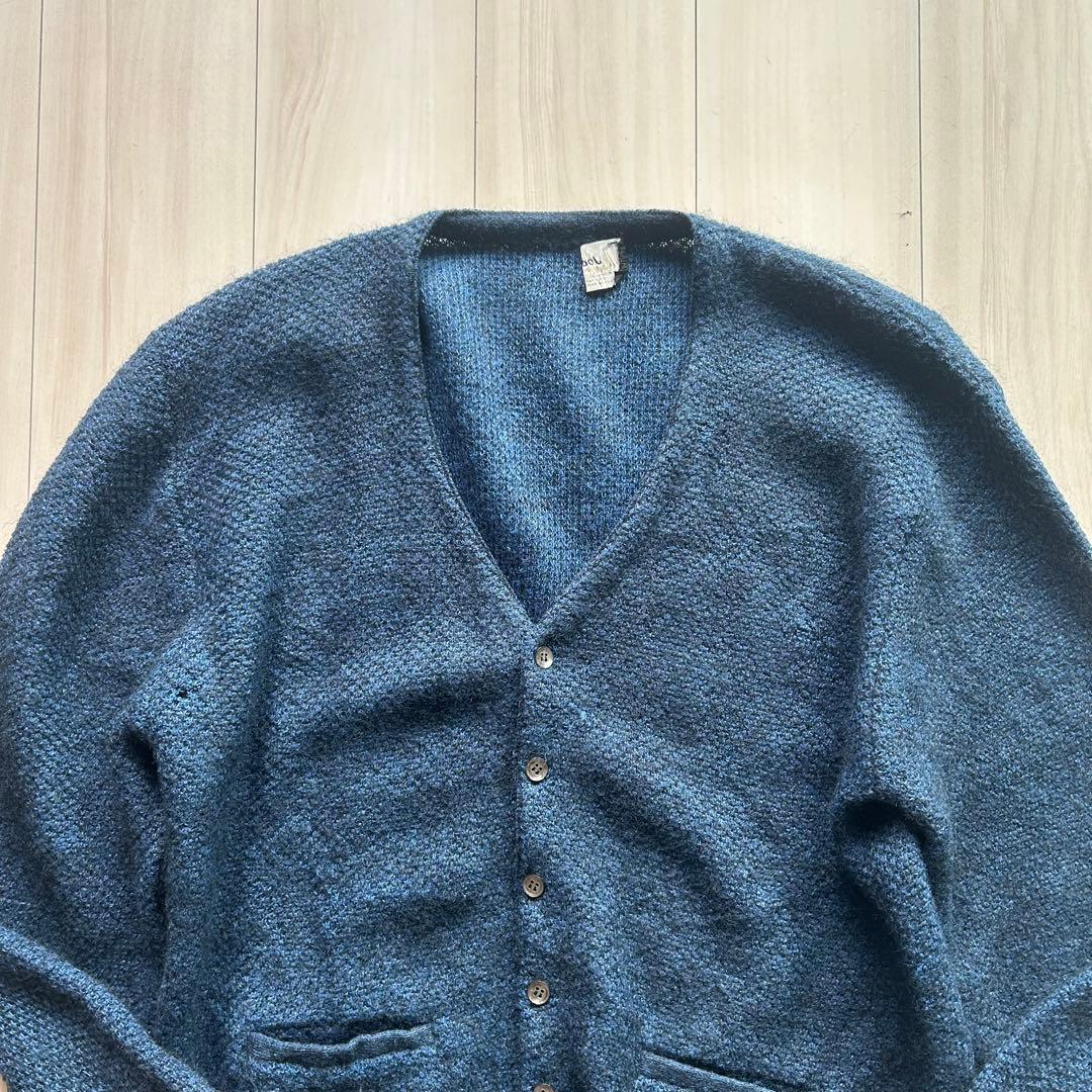 60s Jockey モヘアカーディガン アメリカ製 XL 青黒 ビッグサイズ