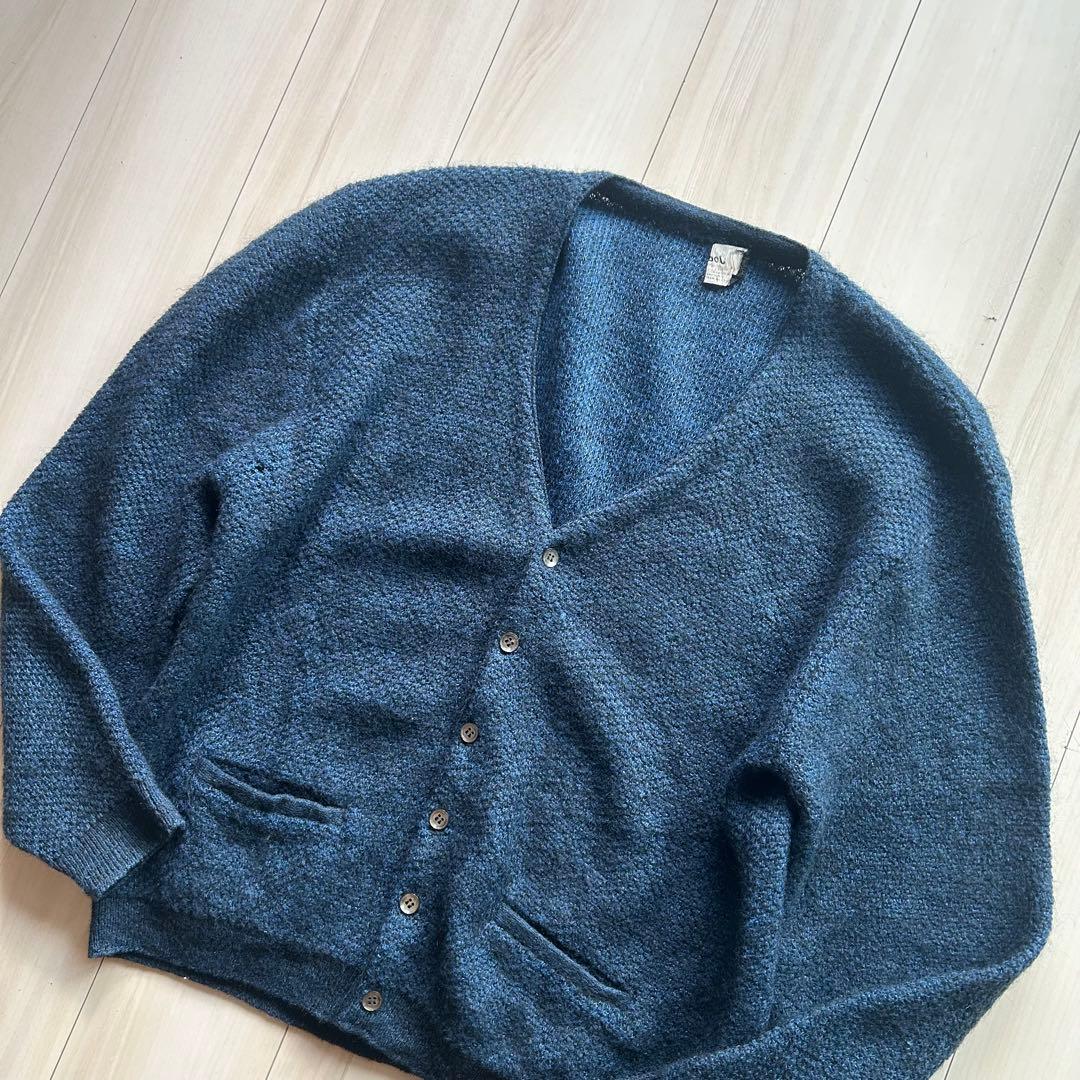 60s Jockey モヘアカーディガン アメリカ製 XL 青黒 ビッグサイズ