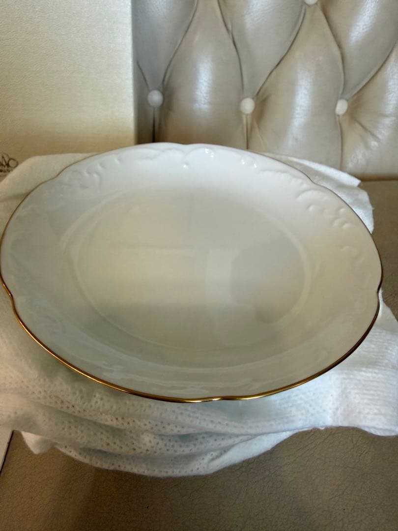 82:大倉陶園 銘々皿　ホワイト金縁皿 10枚セット