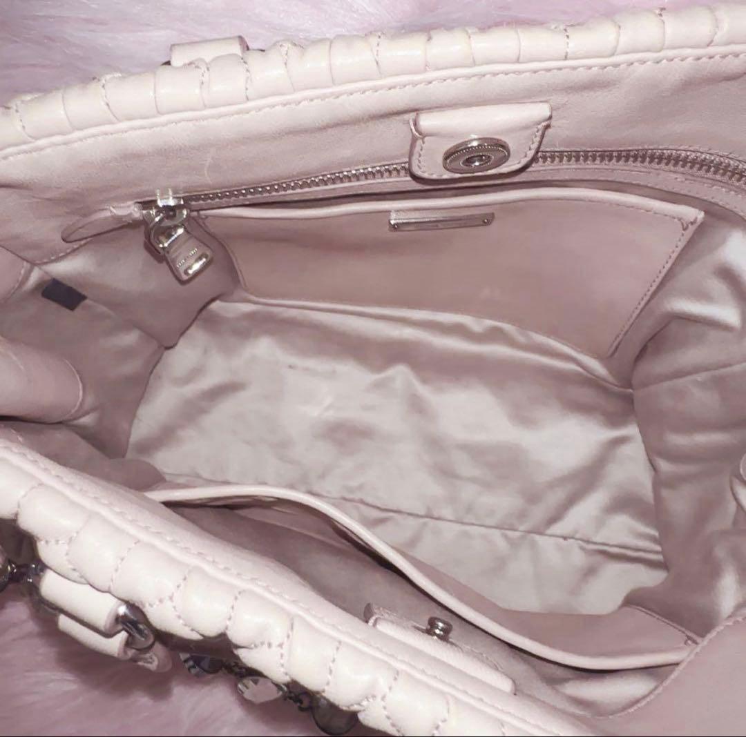 MIUMIU マテラッセ ナッパレザー クリスタル付き トートバッグ