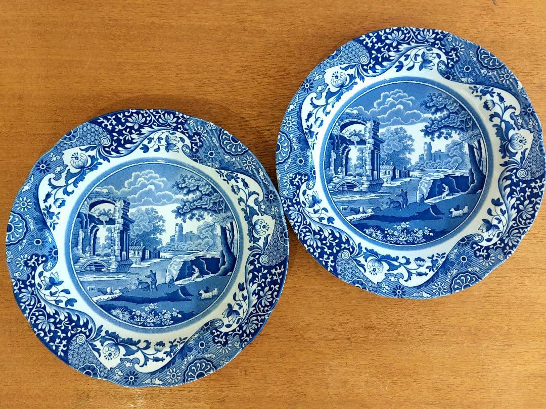 英国製 Spode 26.5㎝ 大皿8枚 スポード ブルーイタリアン 正規品