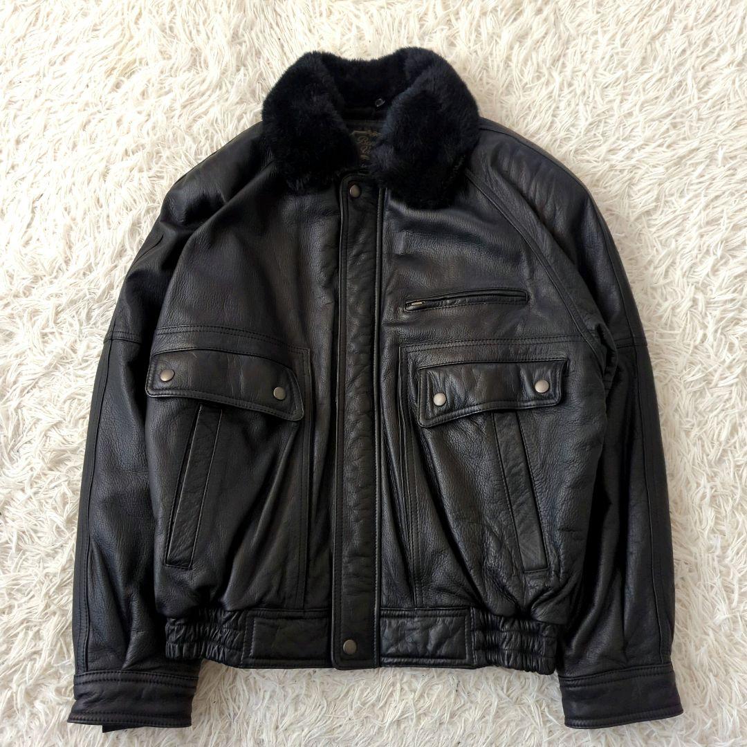 美品 A-1 G-1 フライトジャケット 襟ボア 本革 ブラック L