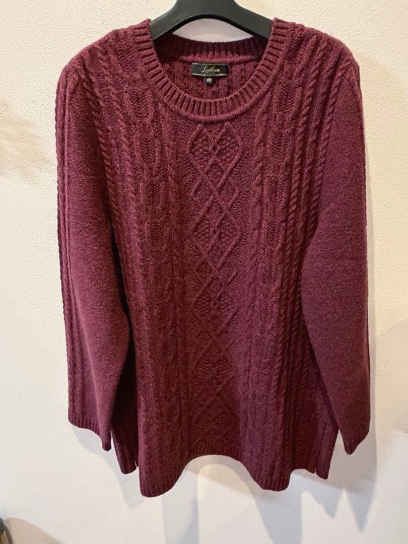 美品★Leilian レリアン　13号＋ ニット　セーター　カシミヤ混　ボルドー