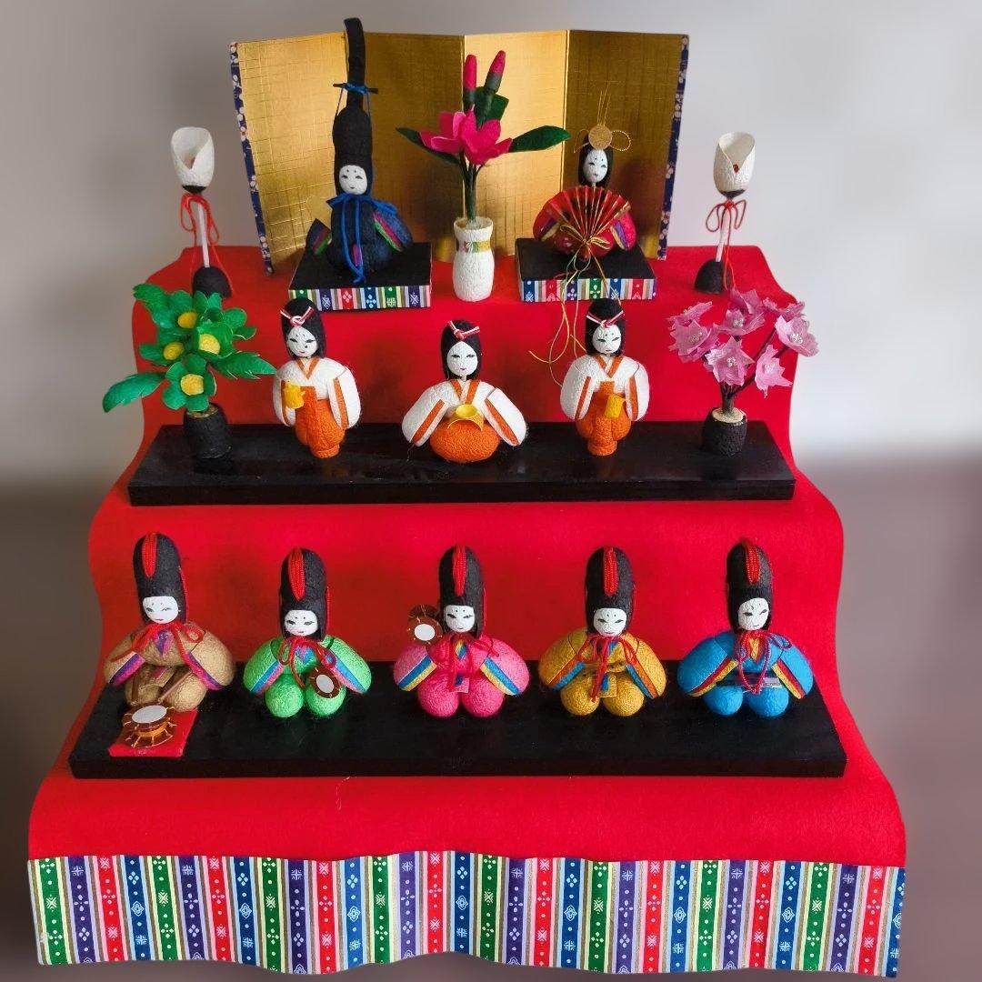 ※値下げしました！【繭雛・ランク松】三段飾り（手作り）