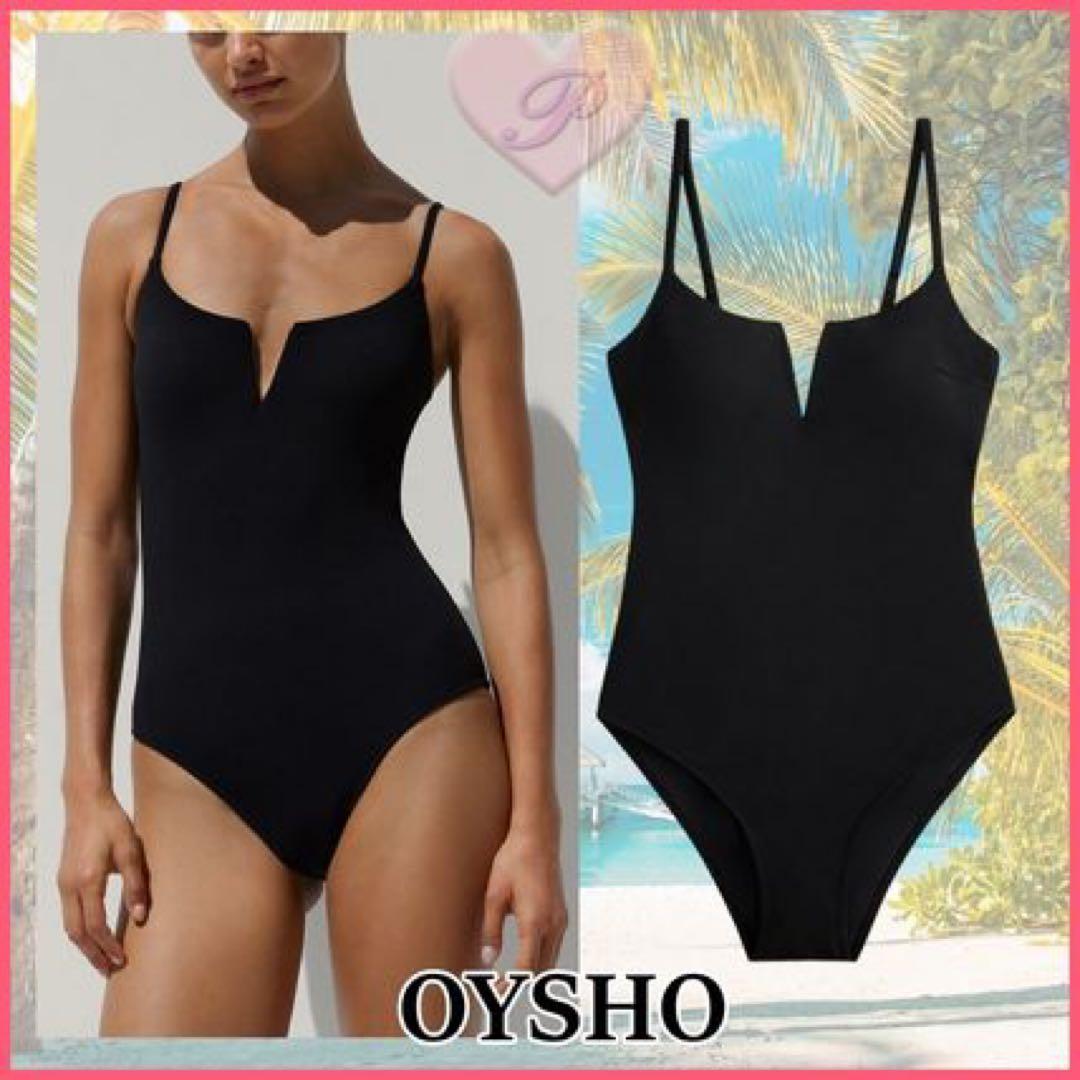 【OYSHO】フロントVカットピケ生地ワンピース水着/Sサイズ