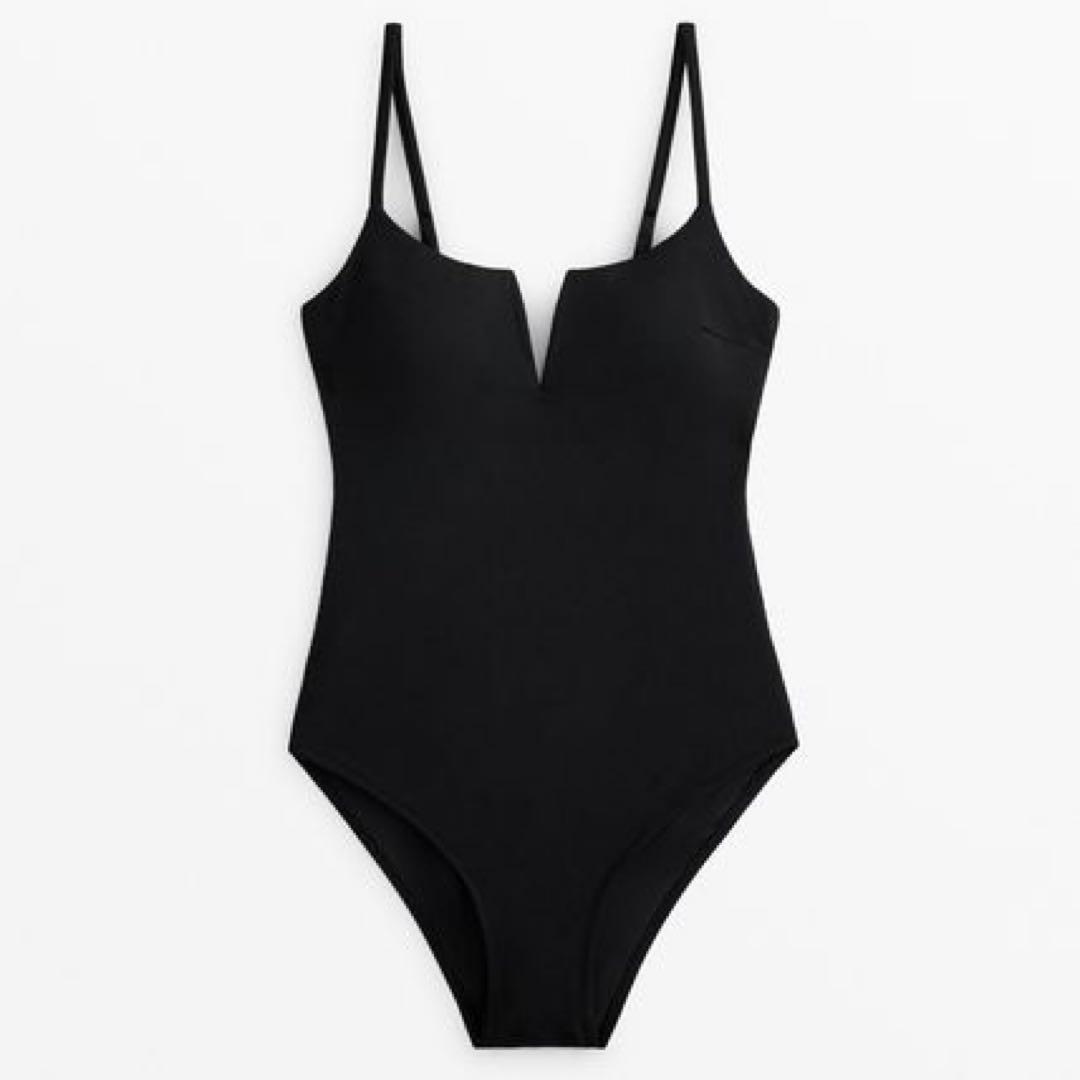 【OYSHO】フロントVカットピケ生地ワンピース水着/Sサイズ