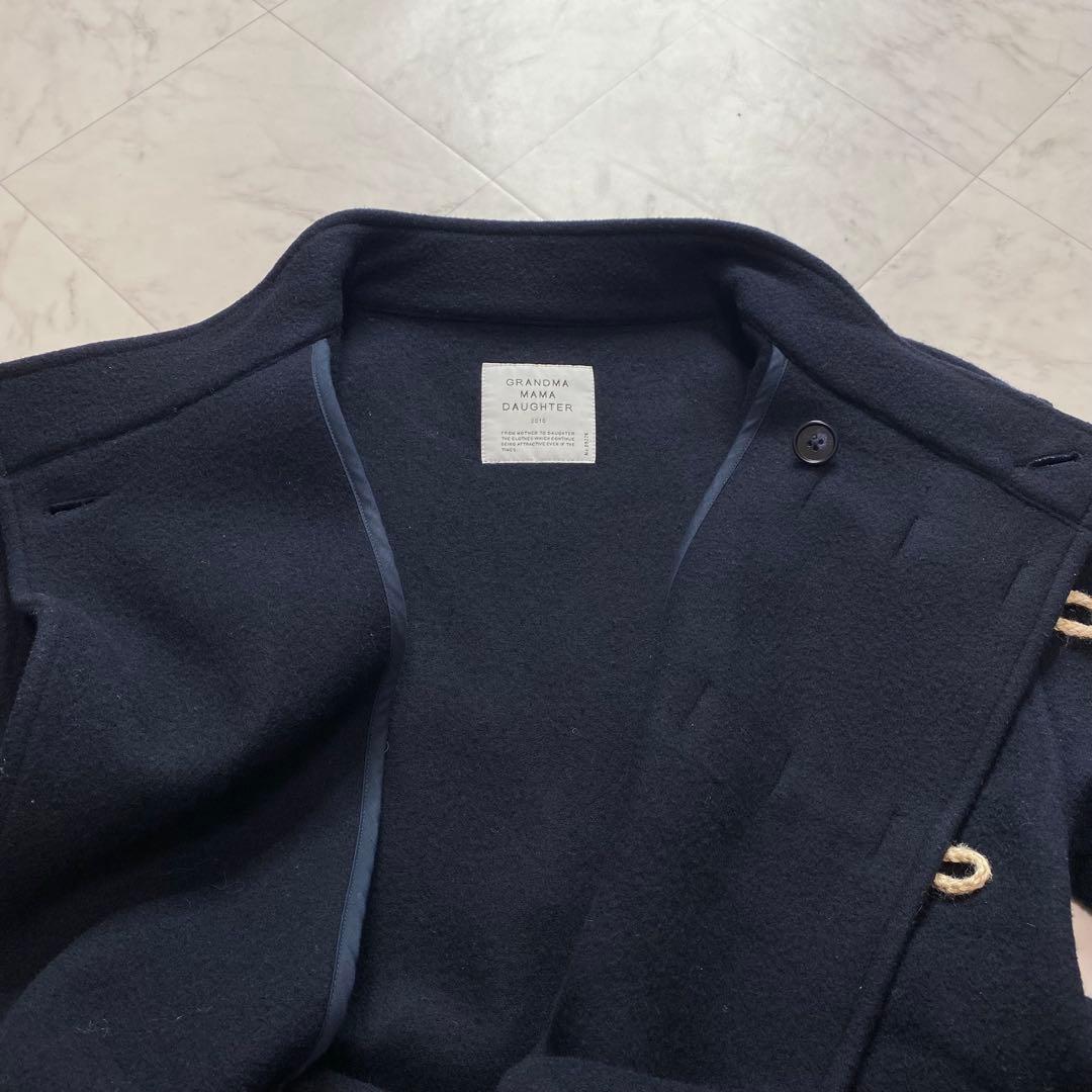 グランマママドーター　ネイビー濃紺　スタンドカラー　ダッフルコート　ロングコート