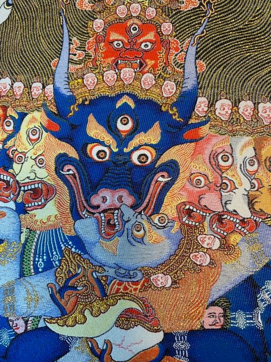 特別お値下げ　チベットの絹刺繍のタンカ　ヤブユム　歓喜仏