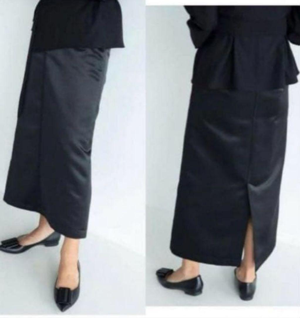 Demi-Luxe BEAMS グロスサテン タイトスカート.M 目黒越子