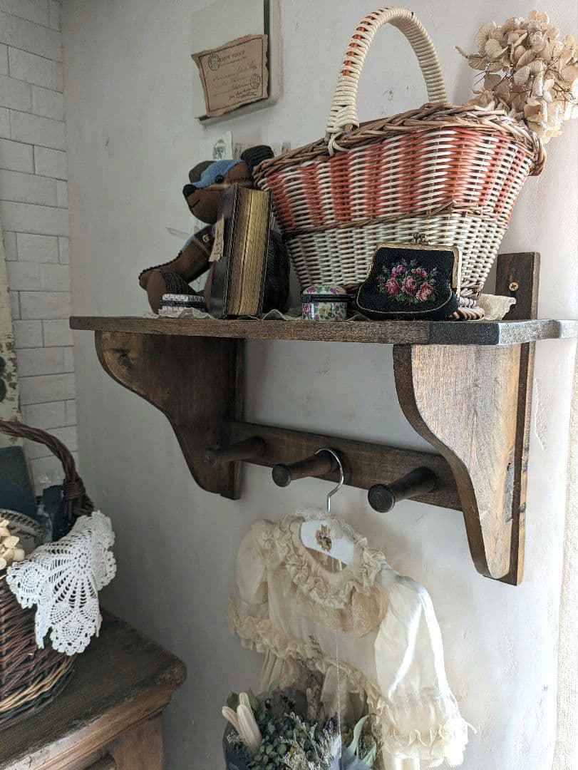 アンティーク　ウォールシェルフ　ウォールフック