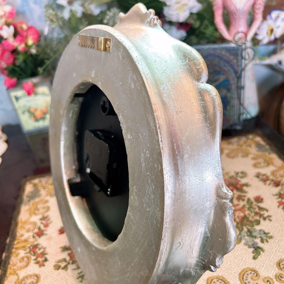 フレンチアンティーク調 ウォールデコレーション クロック 壁掛け時計 SV