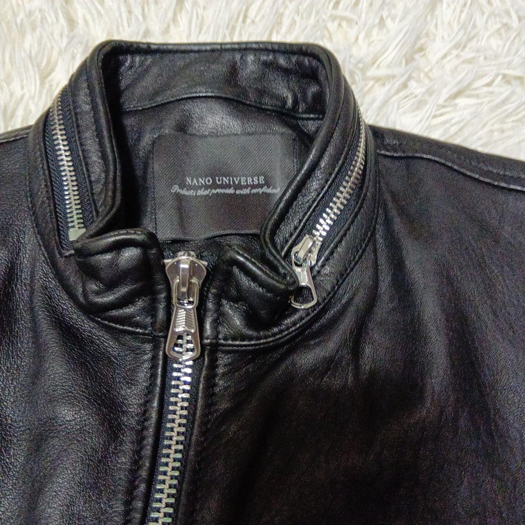 NANO UNIVERSE 　シングルライダース　ジャケット　ラムレザー　L　黒
