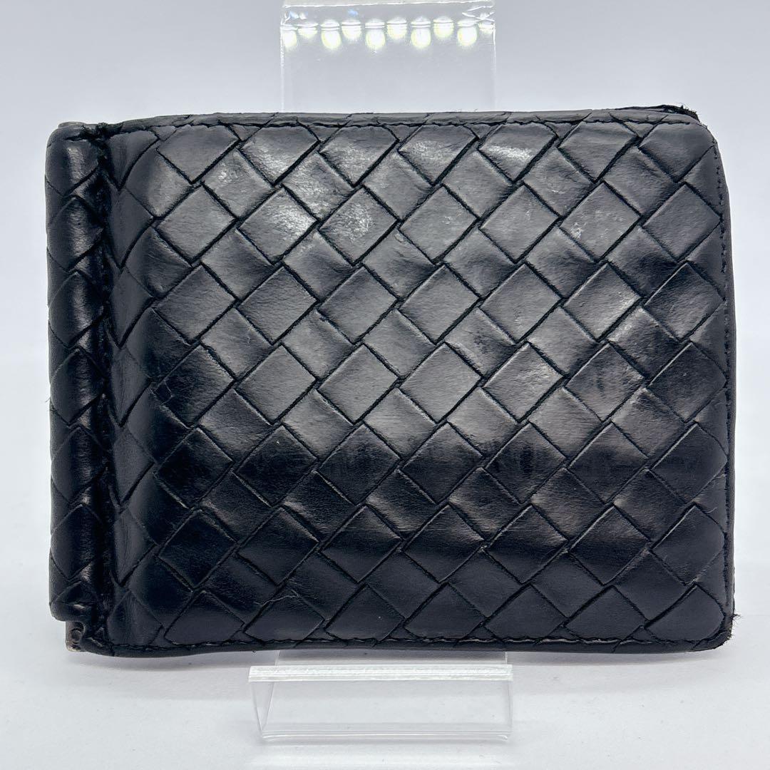 ボッテガヴェネタ　二つ折り財布　マネークリップ　イントレチャート　レザー