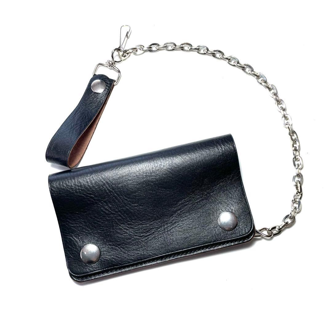 ミドルトラッカーウォレット　ホースハイド　デッドストックジッパー　前面ポケット