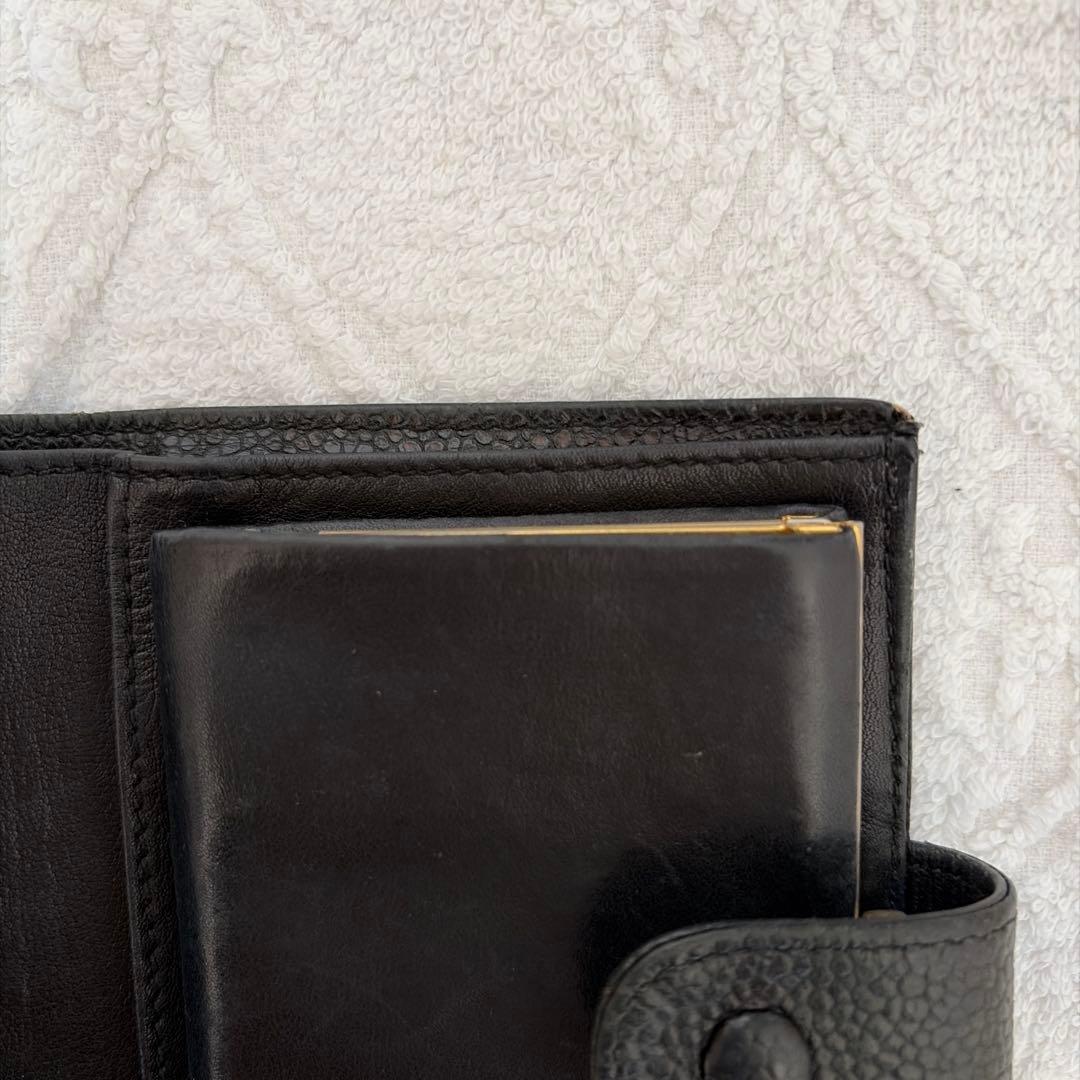 CHANEL キャビアスキンブラックレザー 二つ折り財布