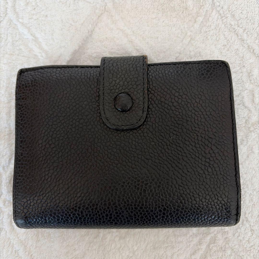 CHANEL キャビアスキンブラックレザー 二つ折り財布