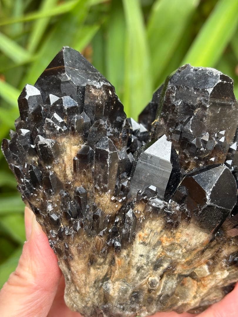 モリオン　黒水晶　キャンドルクォーツ　クラスター　1037g 姿が美しい