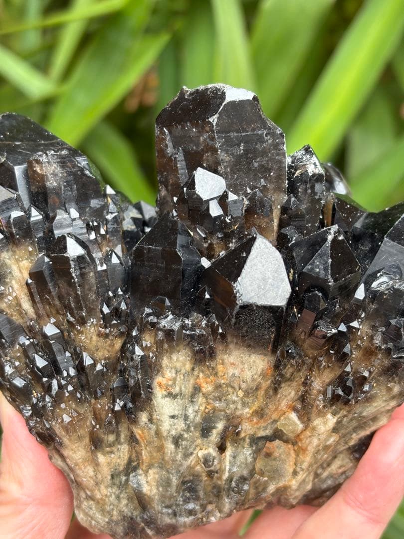 モリオン　黒水晶　キャンドルクォーツ　クラスター　1037g 姿が美しい