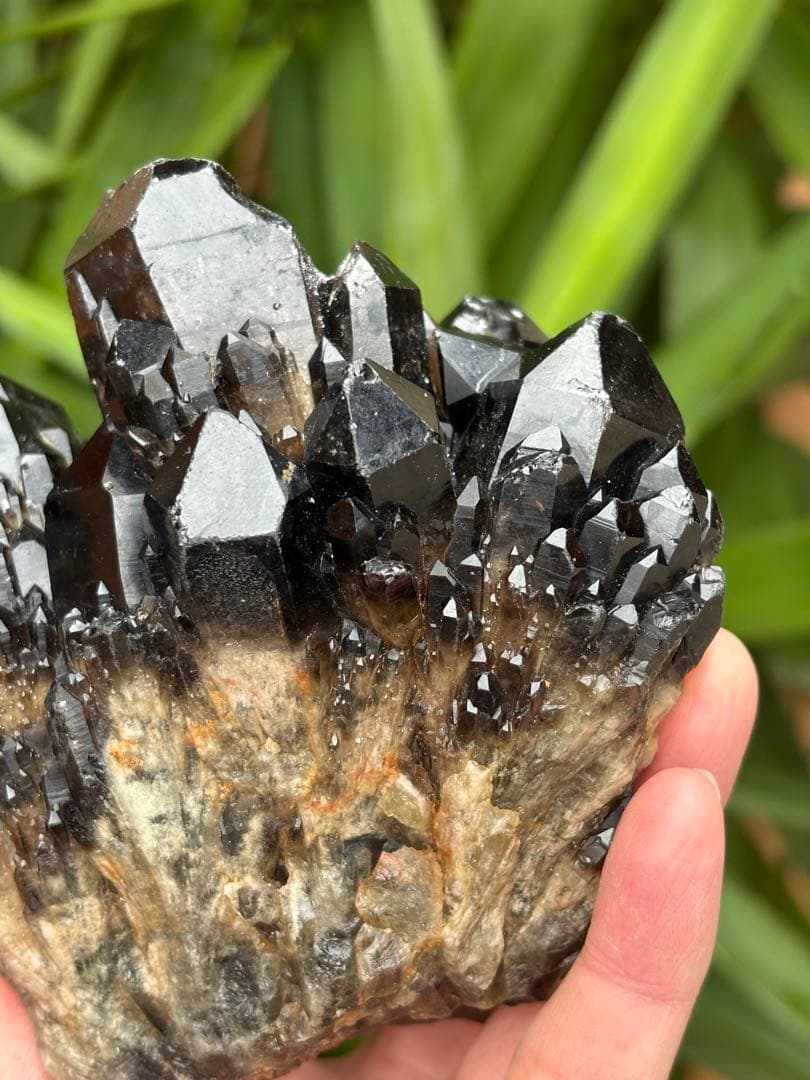 モリオン　黒水晶　キャンドルクォーツ　クラスター　1037g 姿が美しい
