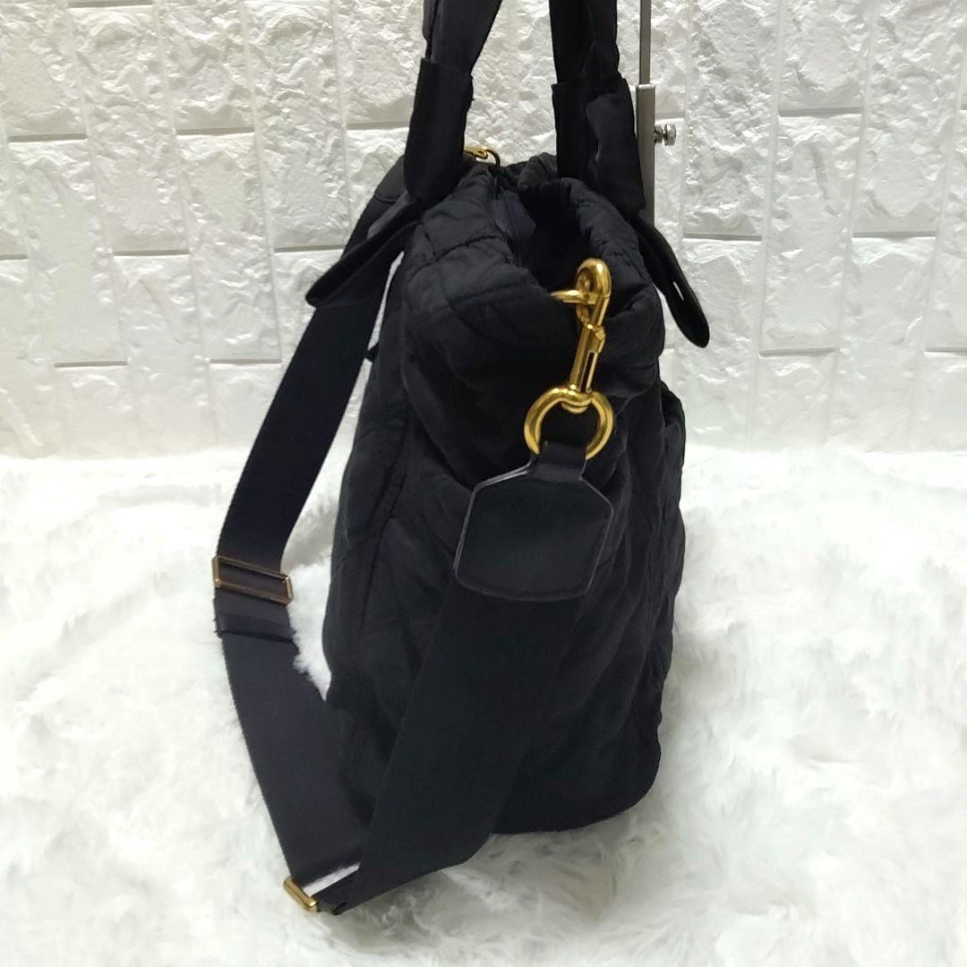 大容量 A4スッポリ2way マザーズバッグ トート キルティング 黒 付属品有