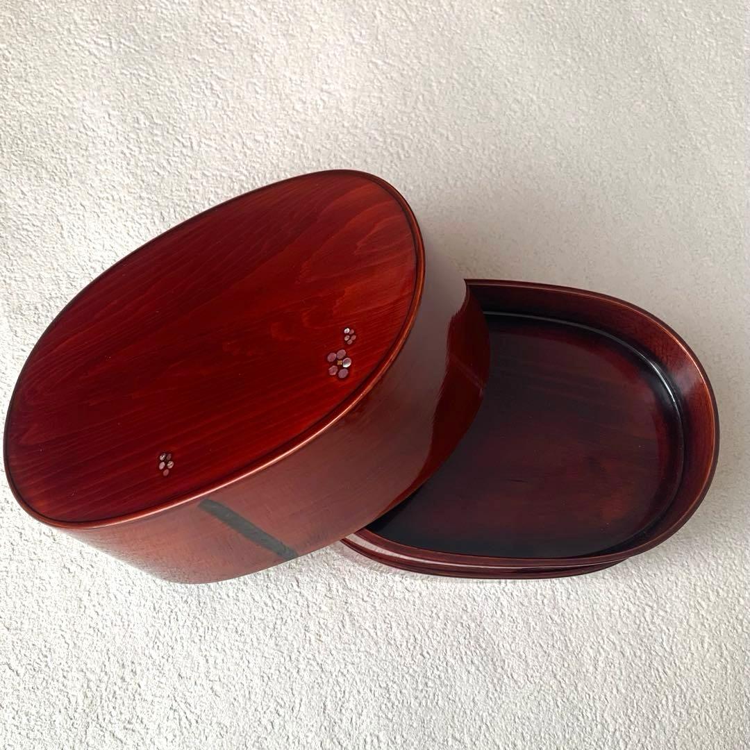 M*U様 お弁当箱 二段 曲げわっぱ 漆塗り 螺鈿細工