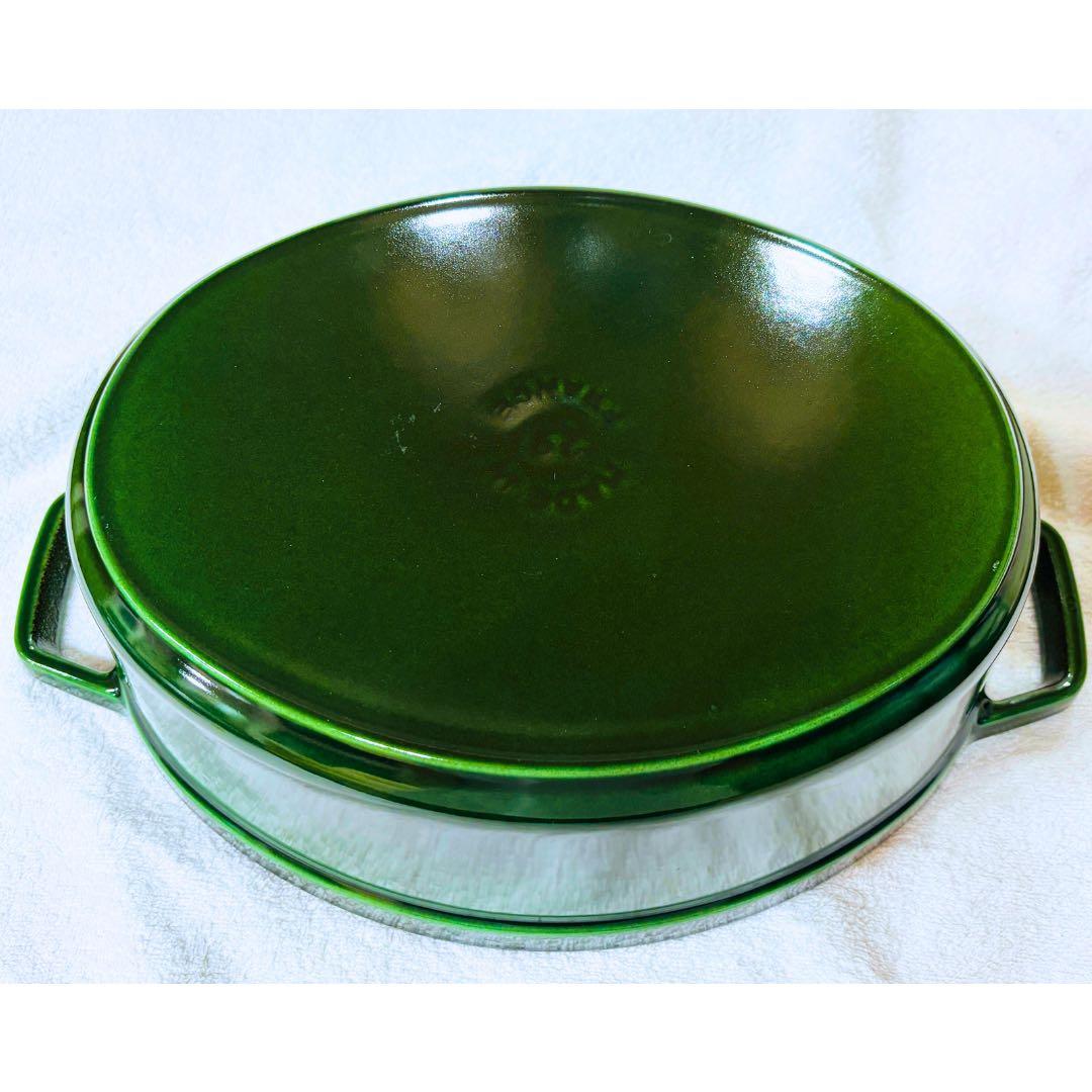 【美品】STAUB オーバル29cm バジルグリーン／1回使用