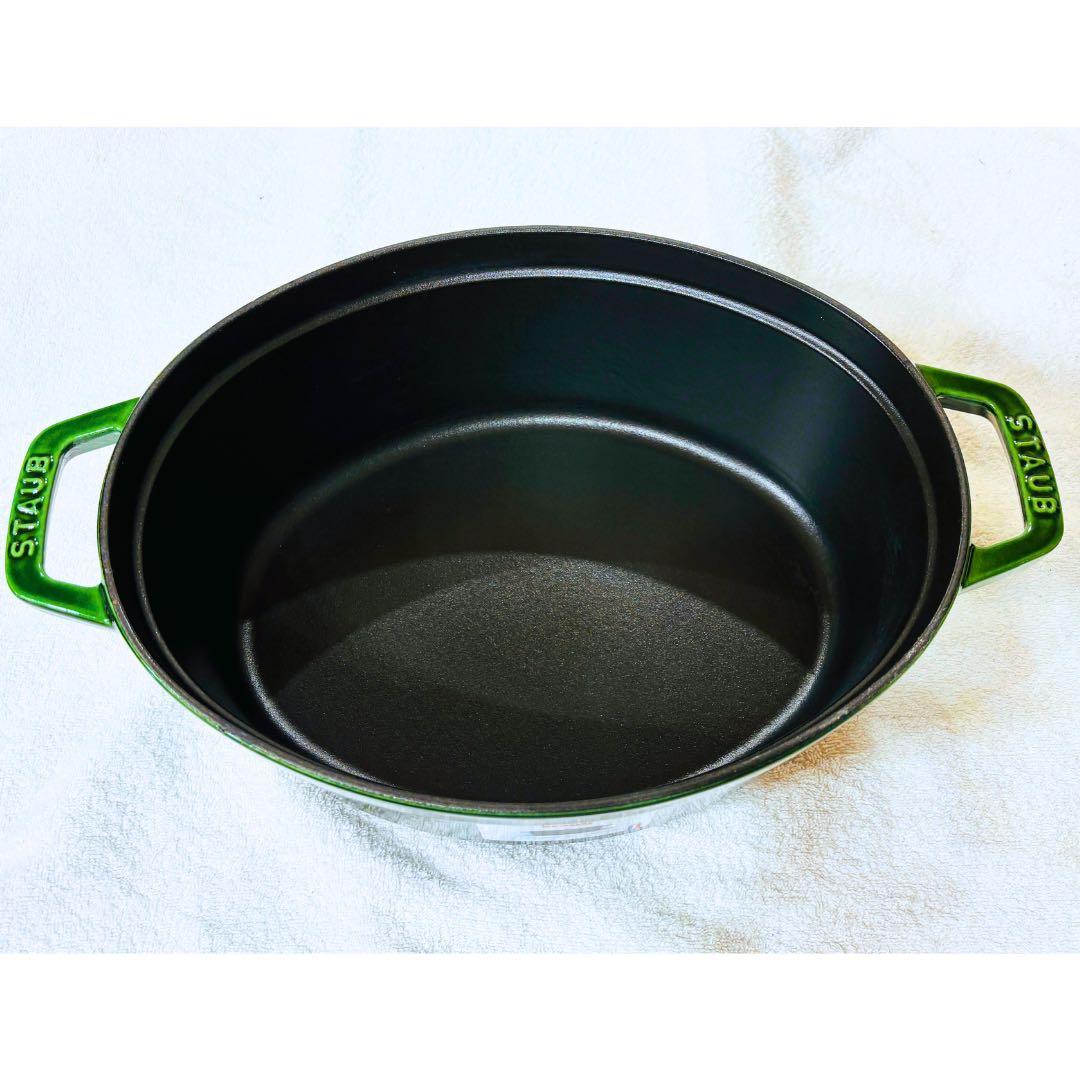 【美品】STAUB オーバル29cm バジルグリーン／1回使用