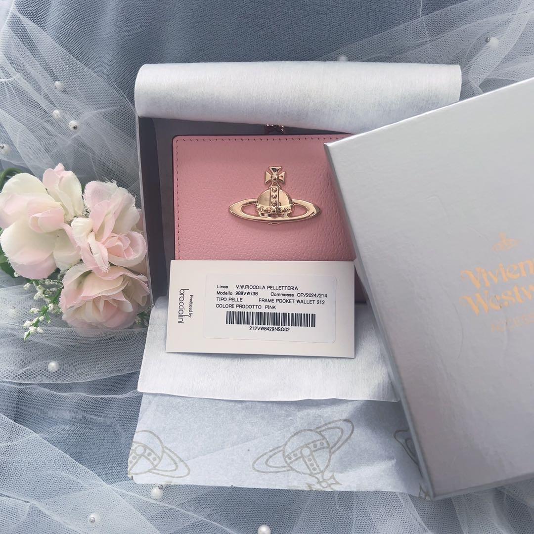 VivienneWestwoodピンク 二つ折り財布 ゴールドロゴ