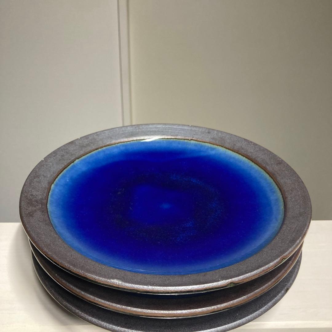 出西窯　出西ブルー　陶器皿3枚セット