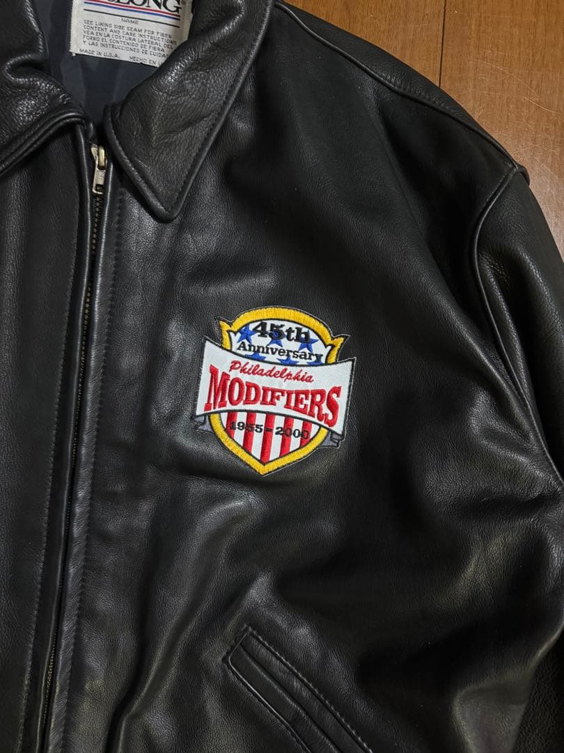 稀少 Delong USA製 刺繍ワッペン オールレザージャケット Lサイズ