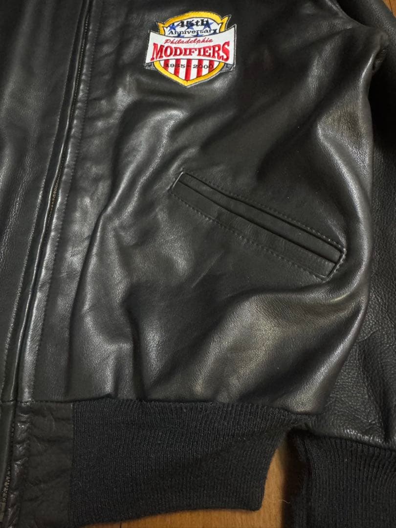 稀少 Delong USA製 刺繍ワッペン オールレザージャケット Lサイズ