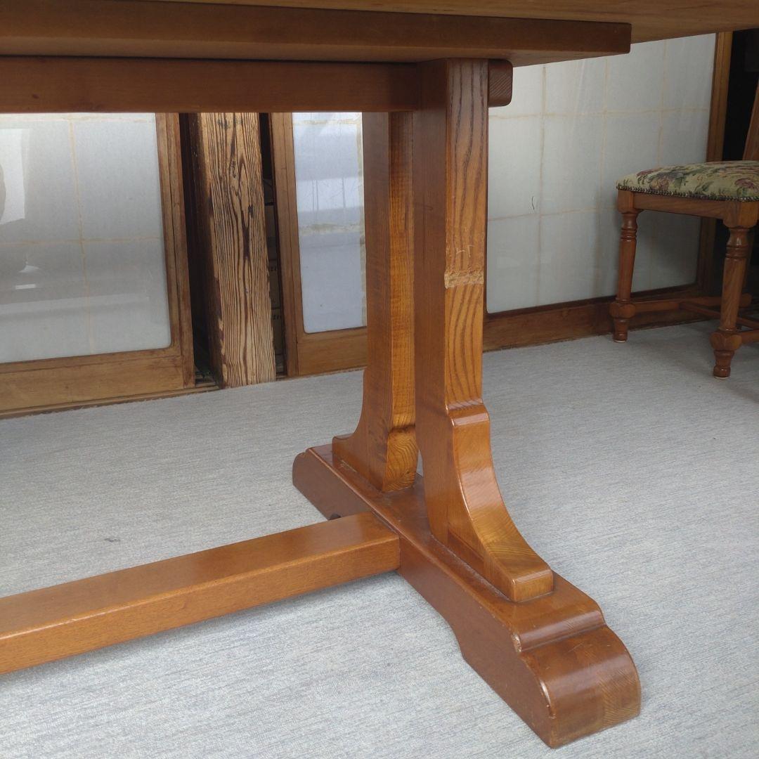 英国アンティーク調 ダイニングテーブル 天然木 2本脚 西洋ヴィンテージ風 什器