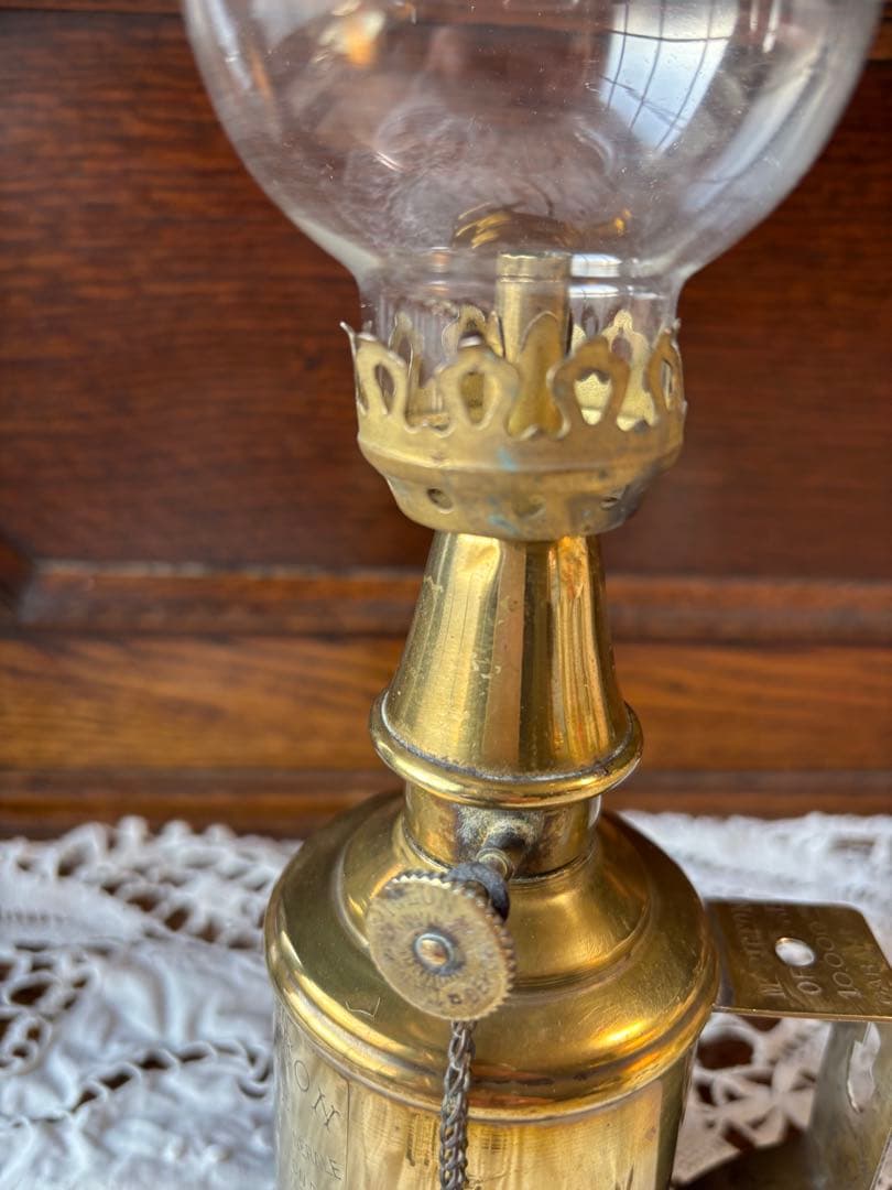 フランスアンティーク 真鍮製クラシックオイルランプ