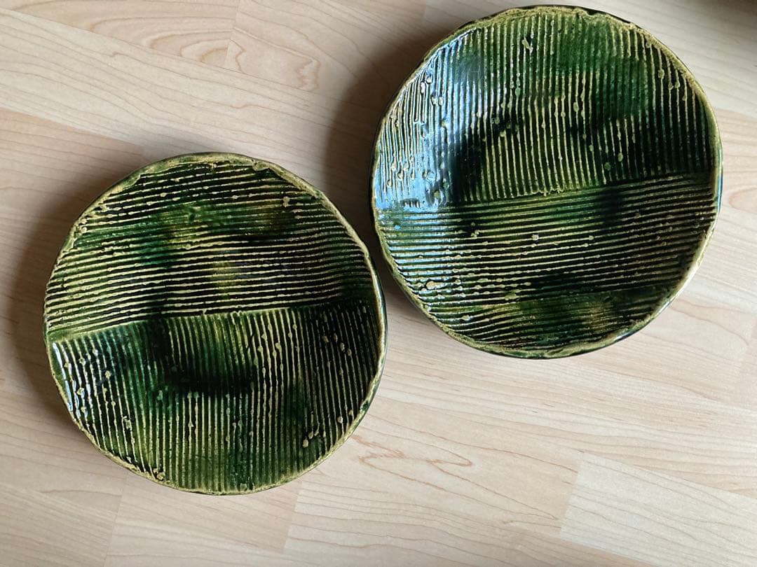 美濃焼(みのやき) 総織部櫛目7.5盛皿