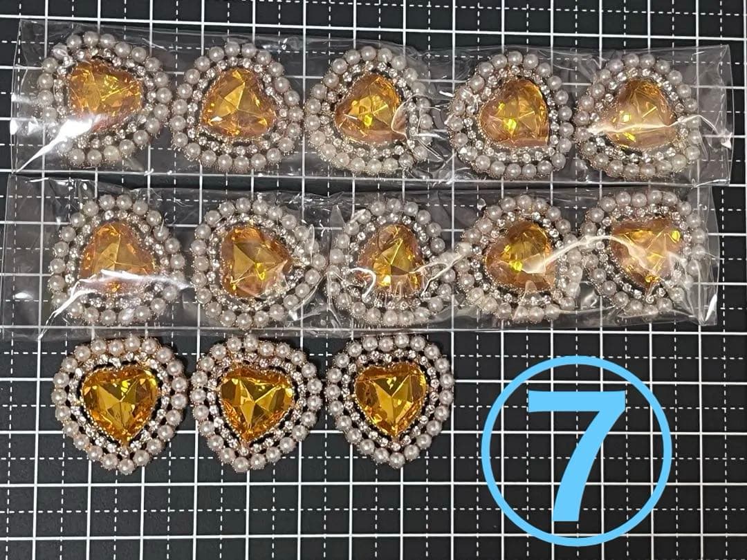 パール ビジュー ハート センター パーツ 藍色 18個