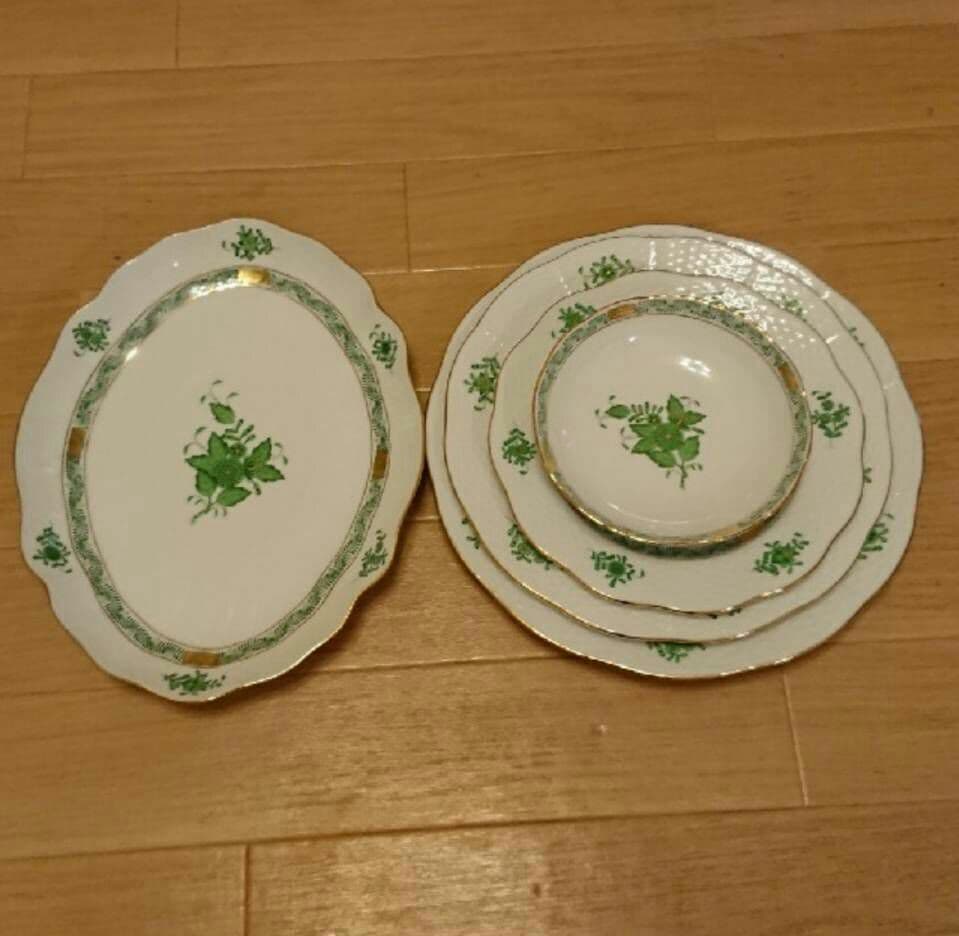 ヘレンド　未使用　アポニーグリーン　5点セット　HEREND　プレート　食器